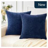MIULEE Navy Blue Pillow Covers 16x16 2-Pk