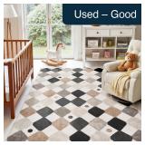 jinchan 5x7 Black White Diamond Rug Kids Room