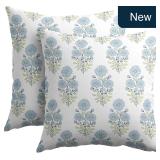 Kawani 18x18 Blue Green Floral Pillow Cover 2-Pk