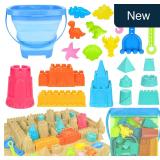 RACPNEL Beach Toys with Collapsible Bucket, Sand