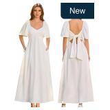 KUTUMAI Summer Maxi Dress MEDIUM V-Neck Bow Tie
