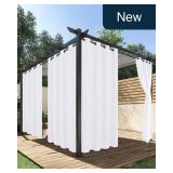 Extra Wide Outdoor Curtains 110x95 4-Pk White