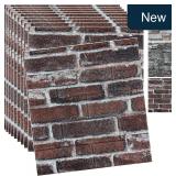 10-Pk 3D Brick Foam Wall Panels Red
