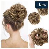 SARLA 2PCS Messy Hair Bun Hair Pieces Wavy Curly