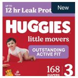 Huggies Little Movers Diapers Size 3, 168 Ct