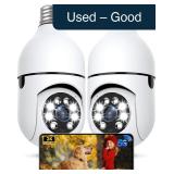 Light Bulb Camera 2-Pk 2K 360° PTZ WiFi