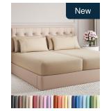 Split King 7-Pc Cooling Bed Sheet Set - Cream
