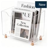 Acrylic Magazine Holder, Clear Rack w/ Metal Feet