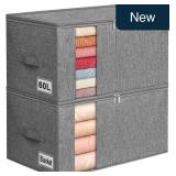 60L Rigid-Sided Blanket Storage Bags, 2 Pack