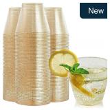 FOCUSLINE 100 Pk 9 oz Gold Glitter Plastic Cups