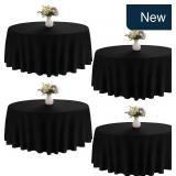 4-Pk 90' Round Tablecloth Black Polyester