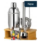 ZPUFAW 8-Pc Cocktail Shaker Set 24oz w/ Stand