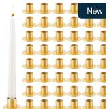 48 Pcs Gold Metal Taper Candle Holders Bulk