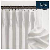 Beige White 2-Pk Pinch Pleated Curtains 40x78