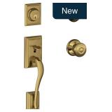 SCHLAGE Addison Handleset & Georgian Knob, Brass