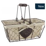 Stonebriar Picnic Basket 10x6.2x5 Heart Detail