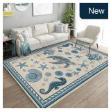 Coastal Nautical Area Rug 4x6 Blue