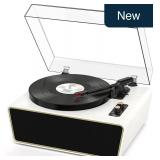 Vinyl Record Player 3-Speed Bluetooth White