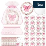 24 Coquette Pink Bow Compact Mirrors Party Favors