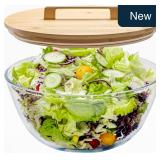 4.7Qt Borosilicate Glass Mixing Bowl w/ Bamboo Lid