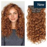 Curly Clip In Hair Extensions 4PCS 16' Ginger