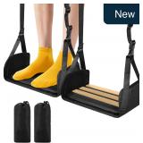 Airplane Foot Hammock 2-Pk Bamboo Travel Rest