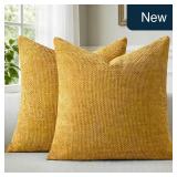 Mustard Yellow 16x16 Throw Pillow Covers 2-Pk
