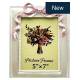 JANDERART 5x7 Pink Bow Frame, Pearly White