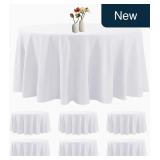 6-Pk 132' White Round Tablecloths, Polyester