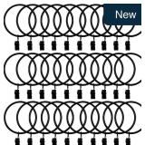30-Pk 2.5' Black Metal Curtain Rings with Clips