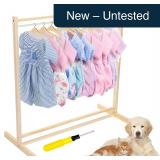 Estune Dog Garment Rack 12 Wooden Hangers Medium