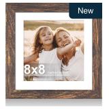 Hongkee 8x8 Picture Frame with Real Glass, Wood