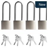 4 Pcs Silver Padlocks with Keys 3.4 Inch Long