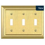 Brass Gold 3-Gang Metal Wall Plate Outlet Cover