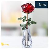 10' Red Crystal Rose Figurine 10.4x3.9in