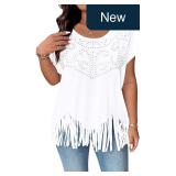 SOLY HUX Plus Size 4XL Fringe Rhinestone Tee