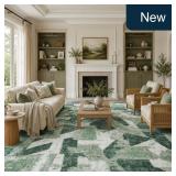Modern 8x10 Green Area Rug Non-Slip Washable