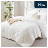 Full Comforter Set 7-Pc White Seersucker 240 GSM