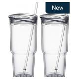 MEWAY 30oz 2-Pk Insulated Tumblers w/Lid & Straw