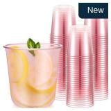 Ziliny 50 Pcs 12oz Pink Plastic Wine Cups