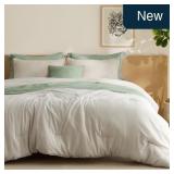 Bedsure Queen Comforter Set, Beige Soft Prewashed