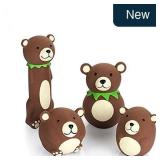 CHIWAVA 4-Pk Squeaky Latex Dog Toy Brown Bear Set
