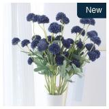 LVEFIT 10 Pcs Navy Blue Fake Mums Long Stem