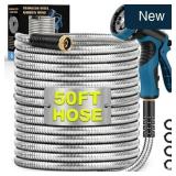 50FT Metal Garden Hose, 10 Function Nozzle