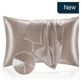 BEDELITE Zipper Satin Pillowcases, Queen Size