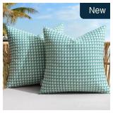 MIULEE Outdoor Texture Pillow Covers 18x18 Teal