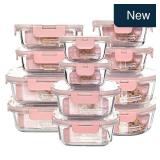 12-Pk Glass Meal Prep Containers, Stackable