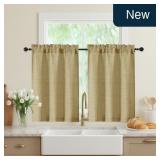 Taupe 36' Kitchen Curtains 2-Pk Light Filtering