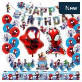 53pcs Spider Birthday Decorations Supplies