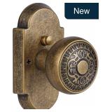 Antique Brass Privacy Door Knobs w/ Push-Button